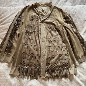 Women’s Chico’s Fringed Tan Jacket size 2